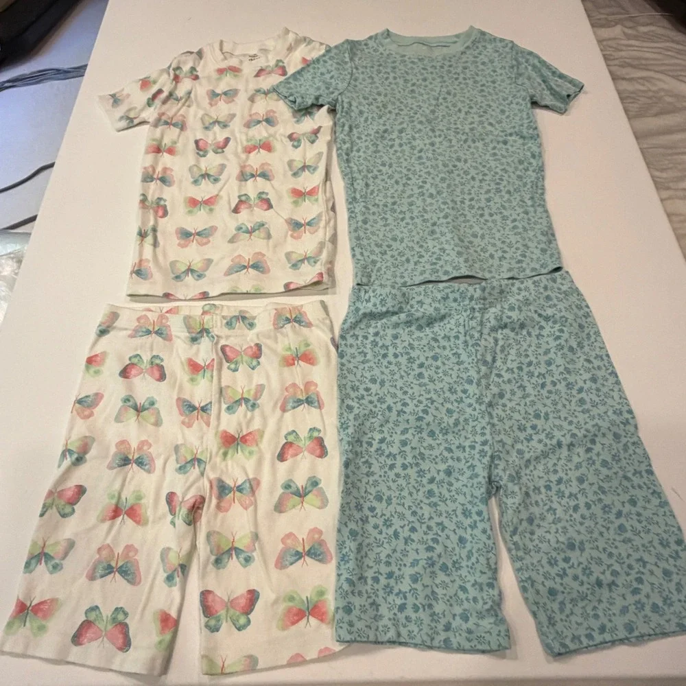 Carters Girls Pajama Lot Size 12 Butterfly Floral Cottage Garden 2 Sets
